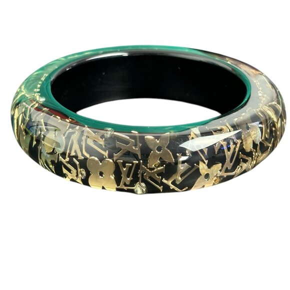 LOUIS VUITTON Black & Gold LV Inclusion Bangle #247 - Picture 3 of 3